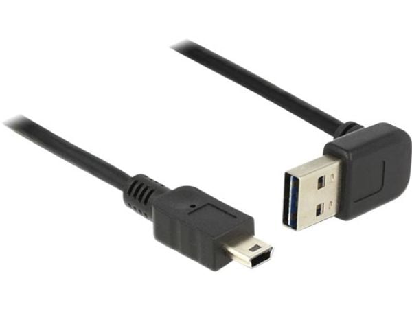 Delock EASY-USB - USB-kabel - mini-USB type B (hann) til USB (hann) - USB 2.0 - 2 m - 90° kontakt - svart