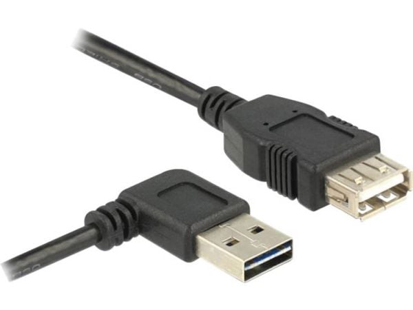 Delock EASY-USB - USB forlængerkabel - USB (hun) til USB (han) - USB 2.0 - 3 m - 90° stikforbindelse - lajittelu