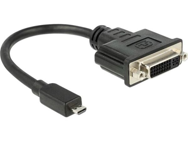 Delock - Video adapter - 19 pin micro HDMI Type D hann til DVI-D hunn - 20 cm - svart