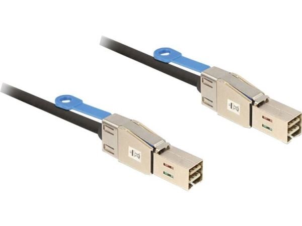 Delock - SAS ekstern kabel - SAS 12Gbit/s - 36-pins 4x skjermet Mini MultiLane (hann) til 36-pins 4x skjermet Mini MultiLane (hann) - 1 m - låst