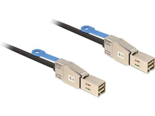 Delock - SAS ekstern kabel - SAS 12Gbit/s - 36-pins 4x skjermet Mini MultiLane (hann) til 36-pins 4x skjermet Mini MultiLane (hann) - 2 m - låst