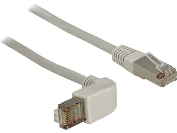 DeLOCK - Patchkabel - RJ-45 (han) til RJ-45 (han) - 50 cm - SFTP - CAT 5e - 90° stikforbindelse, formet - grå