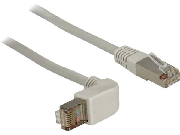 Delock - Koblingskabel - RJ-45 (hann) til RJ-45 (hann) - 1 m - SFTP - CAT 5e - formstøpt, 90° kontakt - grå