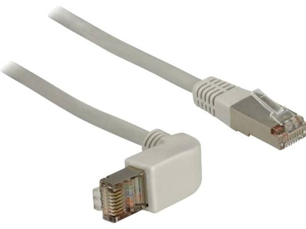 Delock - Koblingskabel - RJ-45 (hann) til RJ-45 (hann) - 2 m - SFTP - CAT 5e - formstøpt, 90° kontakt - grå