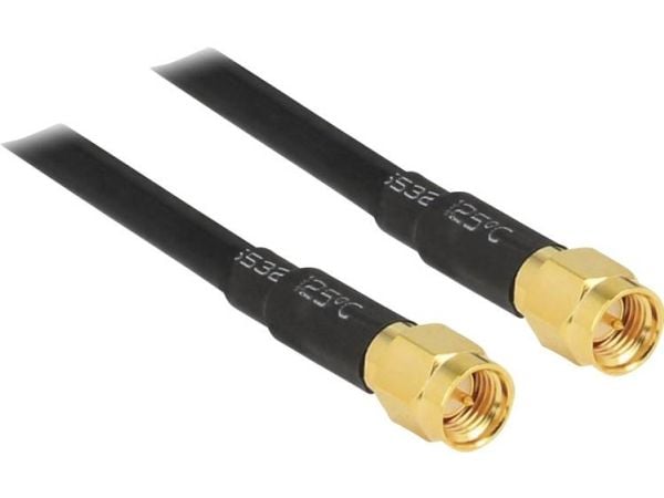 Delock - Antennekabel - SMA (hann) til SMA (hann) - 2 m - LMR-195 - svart