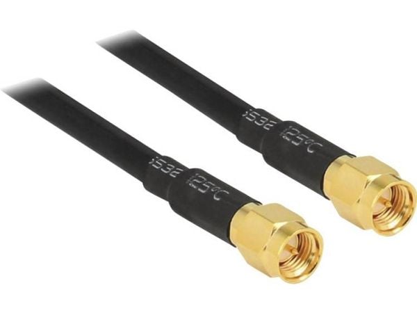 Delock - Antennekabel - SMA (hann) til SMA (hann) - 5 m - LMR-195 - svart