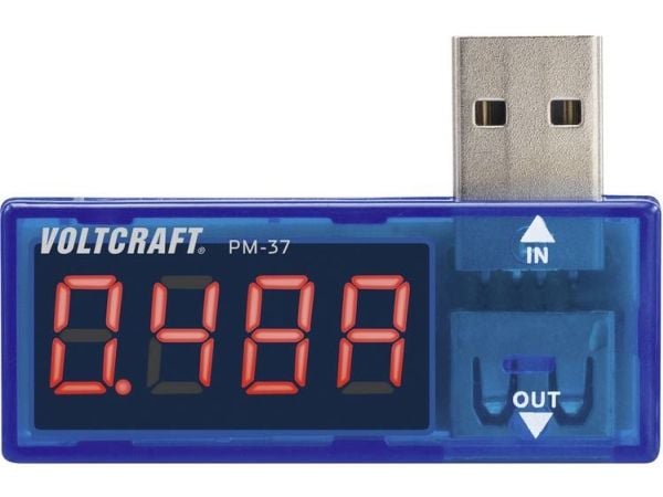 USB-mittaussovitin digitaalinen;VOLTCRAFT;PM-37;CAT I;Näyttö (lukemat): 999