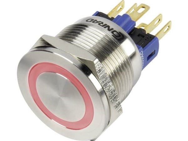 TRU COMPONENTS 1303040 GQ22S-11E/R/12V sabotasje-sikret trykknapp 250 V/AC 3 A, 1 x Off/(On), rød, IP65, 1 stk