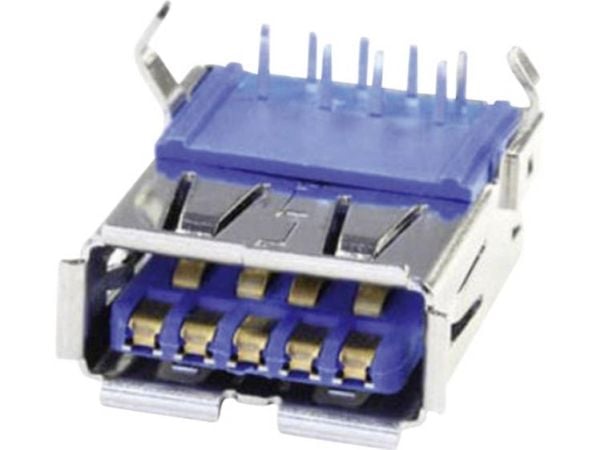econ connect U3BU1AN, USB 3.0, Blå, Kopper, Metall, Termoplastisk polyester (PBT), 100 V, 30 mO, 30 V