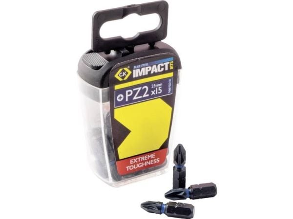 C.K. T4560 PZ2D15 bitssett 15 deler kryss Pozidriv Torsion Control Technology