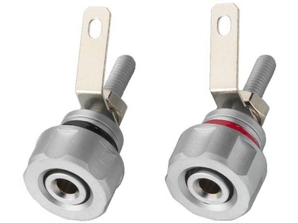 Monacor BP-410, speaker terminals, Silver, Nickel