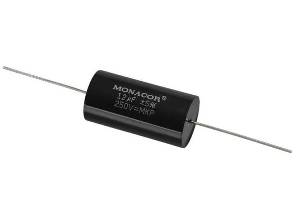 Monacor MKPA-120, Sylindriske, Sort, 12000 nF, 250 V, 46 mm, 23,5 mm