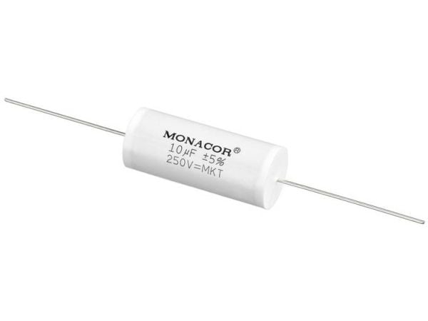 Monacor MKTA-100, Film, Sylindriske, Hvit, 10000 nF, 250 V, 46 mm