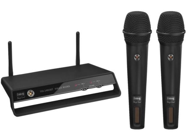TXS-2402SET digitalt trådløst 2-kanals PLL-mikrofonsystem, 2,4 GHz (inkl. 2 sendere og 1 mottaker)