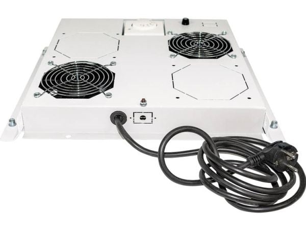 Intellinet 2-Fan Ventilation Unit for 19" Racks, Roof Mount, with Thermostat, Grey - Systemviftebrett - med 2 kjølevifter - AC 220/240 V - grå, RAL...