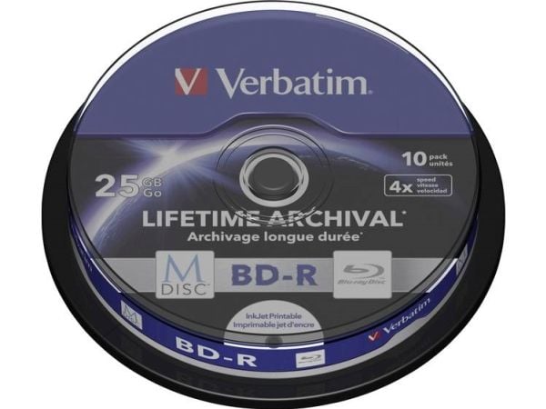 Verbatim M-Disc 4x, 25 GB, BD-R, Akseli, 10 kpl