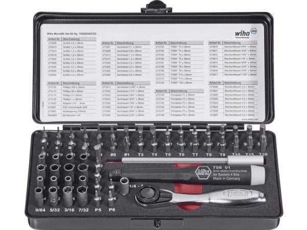 Wiha Micro-bit set ESD 7000Z - Skrutrekkerspissett - 66 deler - inn boks
