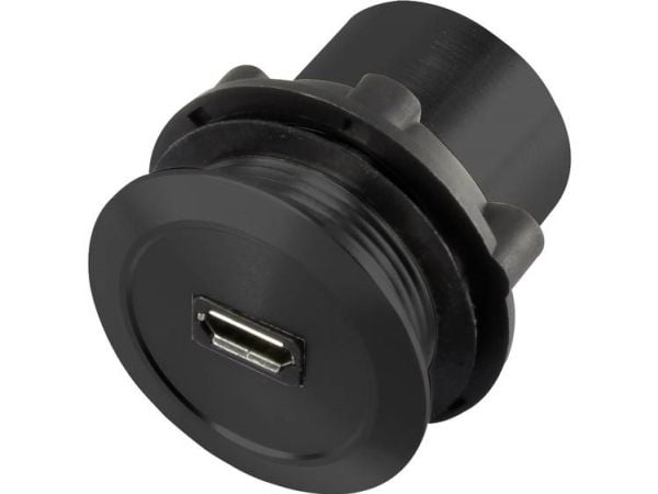 TRU COMPONENTS Micro USB-01-BK Micro USB uppoasennusliitäntä 2.0 Liitäntä, uppoasennus Micro USB A-liitäntä Micro USB B-liitäntään Sisältö: 1 kpl