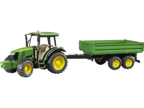 Bruder John Deere 5115M tractor with tipping trailer toy