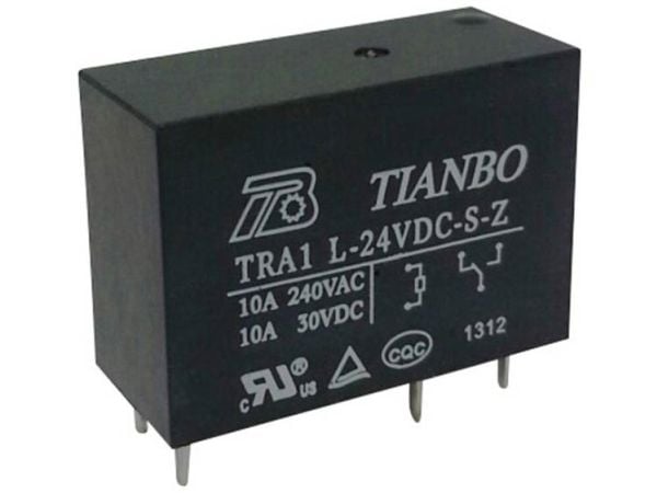 Tianbo Electronics TRA1 L-24VDC-S-Z printrelé 24 V/DC 12 A 1 bryterkontakt