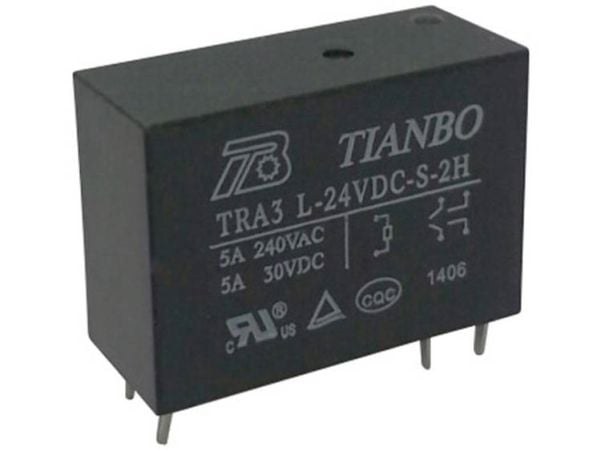 Tianbo Electronics TRA3 L-24VDC-S-2H printrelä 24 V/DC 8 A, 2 x slutkontakt 1 st
