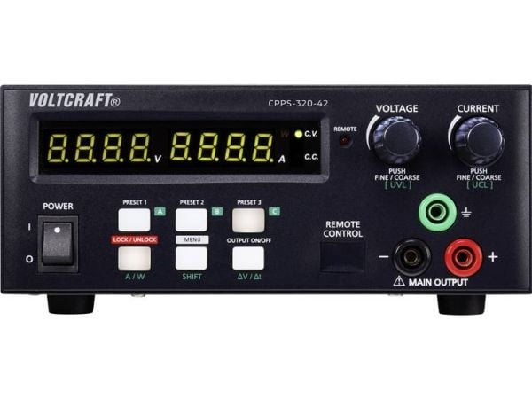 VOLTCRAFT CPPS-320-42 labbnätaggregat, justerbart 0.02–42 V/DC, 0.01–20 A, 320 W, USB fjärrstyrning, programmerbart (CPPS-320-42)
