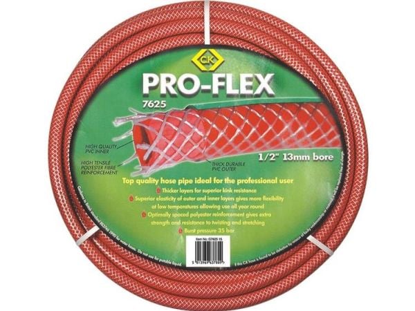 C.K G762515 Pro-Flex hageslange innvendig slangediameter 13 mm 15 m 1/2" rød (1 stk.)