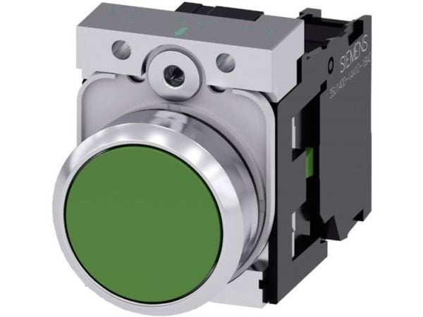 Siemens 3SU1150-0AB40-1BA0, Metalli, Muovi, Musta, Vihreä, Hopea, 500 V, 30 mm, 60,7 mm, 40 mm
