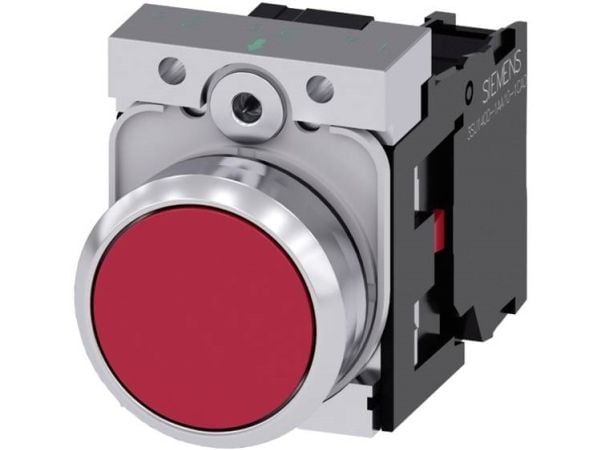 Siemens 3SU1150-0AB20-1CA0, Metall, Plast, Svart, Röd, Silver, 500 V, 30 mm, 60,7 mm, 40 mm