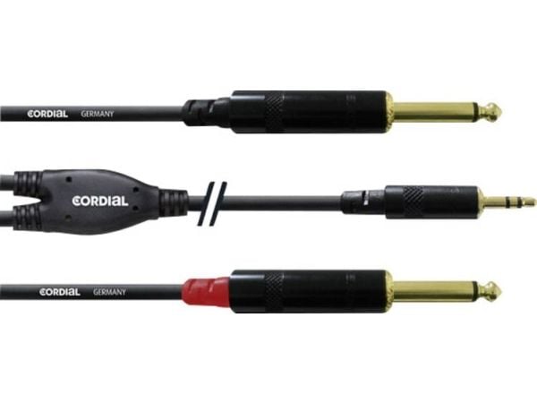 Cordial CFY 6 WPP, 2 x 6.35mm, Hankjønn, 3.5mm, Hankjønn, 6 m, Sort