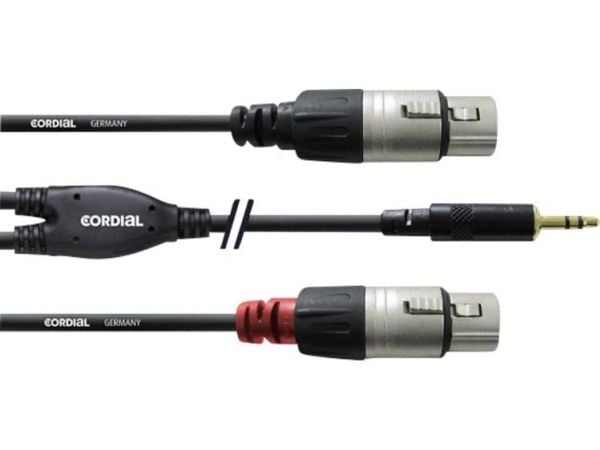 Cordial CFY 1.8 WFF, 3.5mm, Hankjønn, 2 x XLR, Hunkjønn, 1,8 m, Sort
