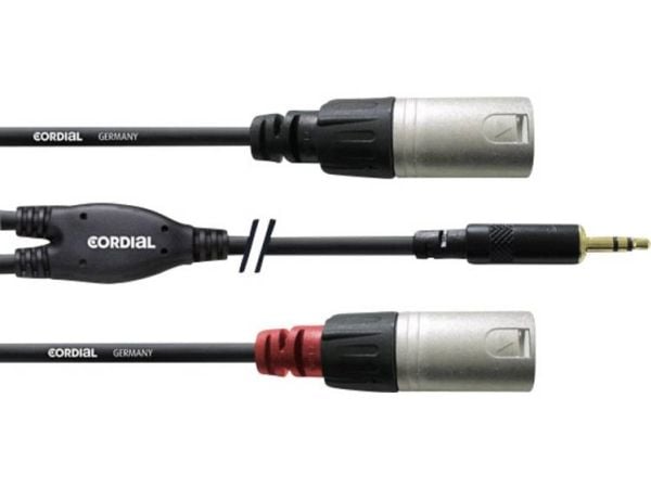 Cordial CFY WMM, 3.5mm, Hankjønn, 2 x XLR, Hunkjønn, 1,8 m, Sort