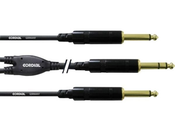 Cordial CFY 1.5 VPP, 2 x 6.35mm, Hankjønn, 6.35mm, Hankjønn, 1,5 m, Svart