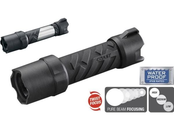 Coast Polysteel 400 LED (RGB) lommelykt batteridrevet 300 lm 15 t 182 g