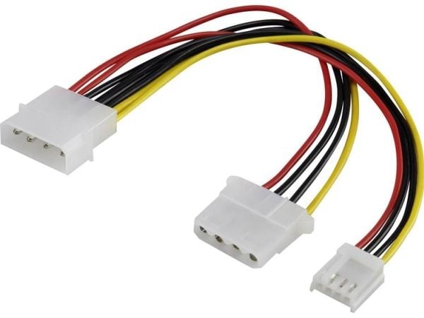 Renkforce strømforlengelseskabel [1x IDE-strømkontakt 4-polet - 1x IDE-strømtlkobling 4-polet, floppy-strømuttak 4-polet] 15,00 cm svart, rød, gul