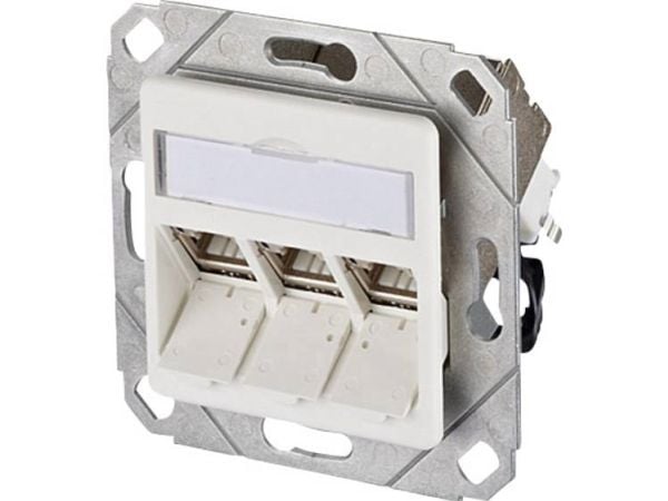 BTR C6A Moduuli 3 Port 270° UPk - Planforsænket stikdåse - RJ-45 X 3 - ren hvid, RAL 9010