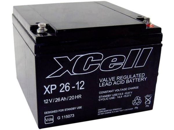 XCell XP2412 blybatteri 12 V 26 Ah blyfleece (B x H x T) 165 x 127 x 176 mm M5 skrutilkobling vedlikeholdsfritt VDS-sertifisert