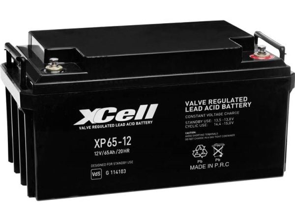 XCell XP6512 blybatteri 12 V 65 Ah M6 skrutilkobling vedlikeholdsfritt VDS