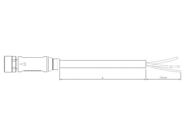 TE Connectivity 1-2273077-1, 1,5 m, M12, Naaras, Musta, Polyvinyylikloridi (PVC), -30 - 80 °C
