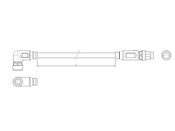 TE Connectivity 2-2273125-4 Anturi/toimilaite liitin koottu M12 uros suora naaras, 1,5 m, M12, Hanstik/Hunstik, Sort, Polyuretaani (PUR), Polyvinyy...