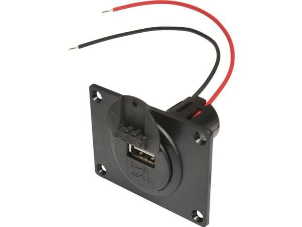 Pistorasia uppoasennus, puristusholkki, levy, kansi ProCar Power USB Einbausteckdose EV mit Montageplatte und Deckel 12 V til 5 V, 24 V til 5 V 3 A...