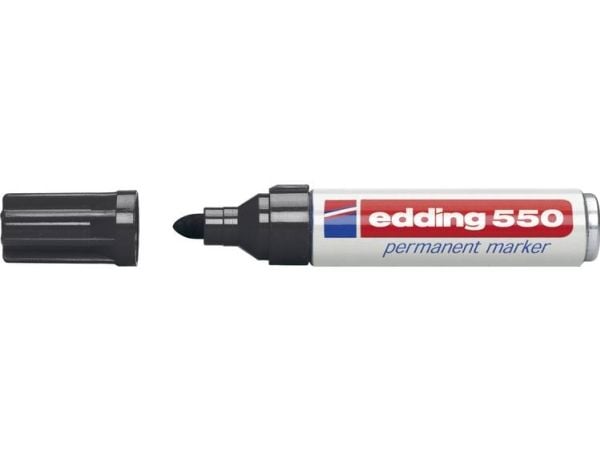 edding 550 - Markør - permanent - for glass, metall, plast - svart - 3-4 mm