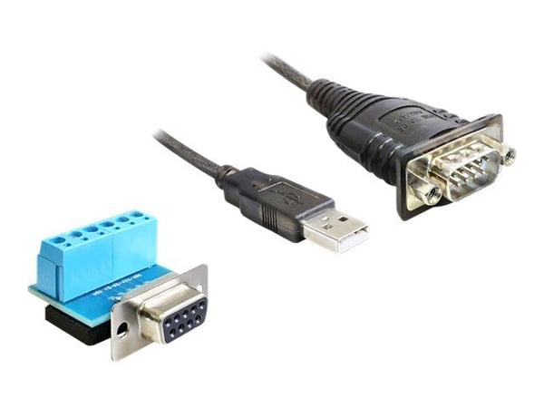 DeLOCK 62406, Musta, 0,82 m, USB A-tyyppi, DB-9, Uros, Uros