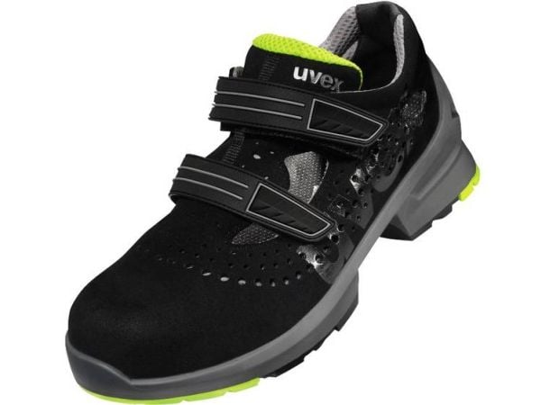 Uvex 85428, Unisex, Voksen, Vernesandaler, Sort, Limefarget, ESD, S1, SRC, Hekte og malje