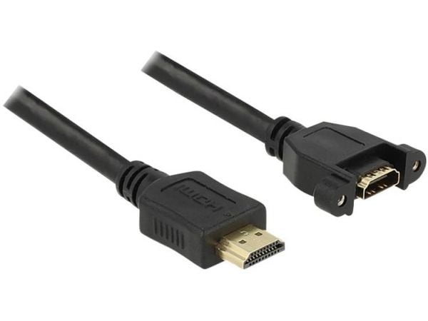 Delock - HDMI-kabel med Ethernet - HDMI hann til HDMI hunn - 1 m - svart