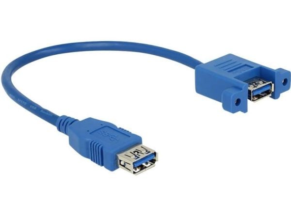 Delock - USB-adapter - USB typ A (hona) till USB typ A (hona) - USB 3.0 - 25 cm - blå