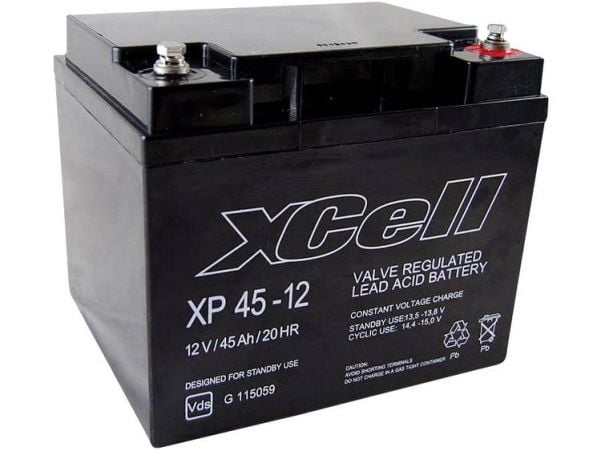 XCell XP 45 - 12 blybatteri 12 V 45 Ah blyfleece (B x H x D) 197 x 170 x 165 mm M6 skrutilkobling vedlikeholdsfritt, VDS-sertifisert