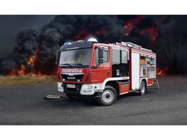 Revell modelkit kuorma-auto 1:24 - palokunta MAN TGM / Schlingmann HLF 20 VARUS 4x4 mittakaavassa 1:24, taso 4, uskollinen jäljennös monilla yksity...