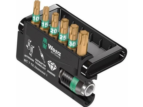Wera 05057415001, 7 stykker, Torx, 1 x 1/4"x50 1 x TX 10x25 1 x TX 15x25 1 x TX 20x25 1 x TX 25x25 1 x TX 30x25 1 x TX 40x25, 25,4 / 4 mm (1 / 4"),...