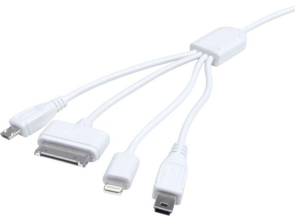 Eufab USB-laderkabel USB-A hanplugg, Apple Lightning, Apple 30-pol, USB-micro-B hanplugg, USB-mini-B hanplugg, 0,37 m 16494